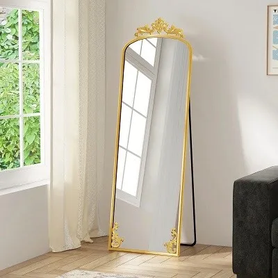 Full-length mirror with metal frame