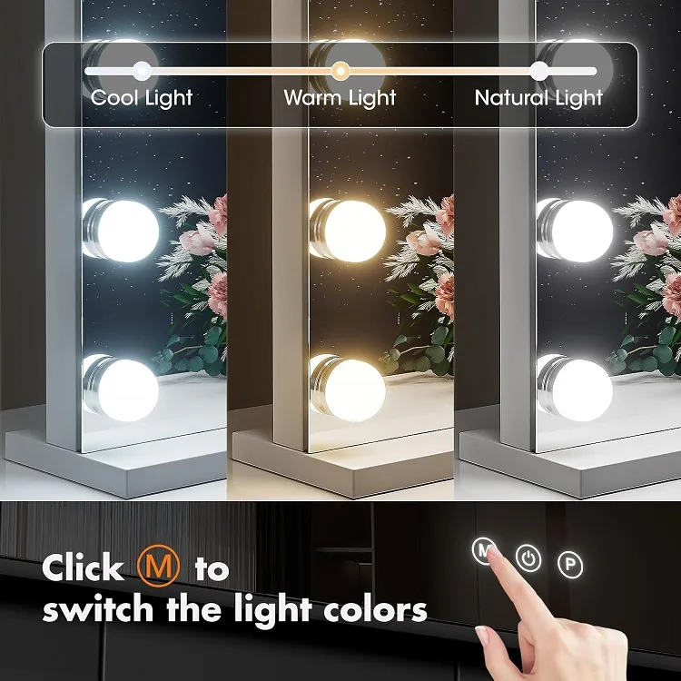 white make up mirror-light color white make up mirror-light color